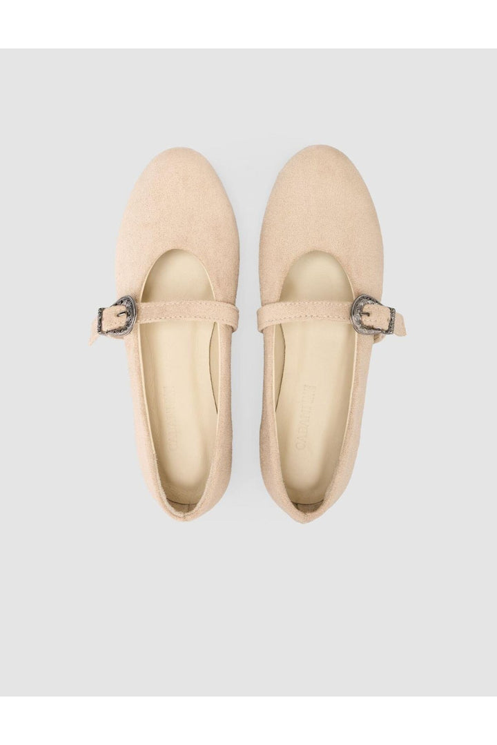 Cabani Shoes Ballerines femmes beige avec détail de boucle en suède Saros - Beige