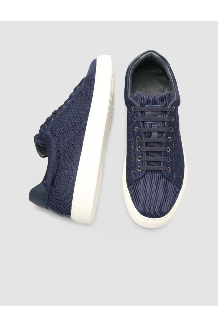 Cabani Shoes Chaussures de sport pour hommes en tricot bleu marine avec lacets. - Bleu marine