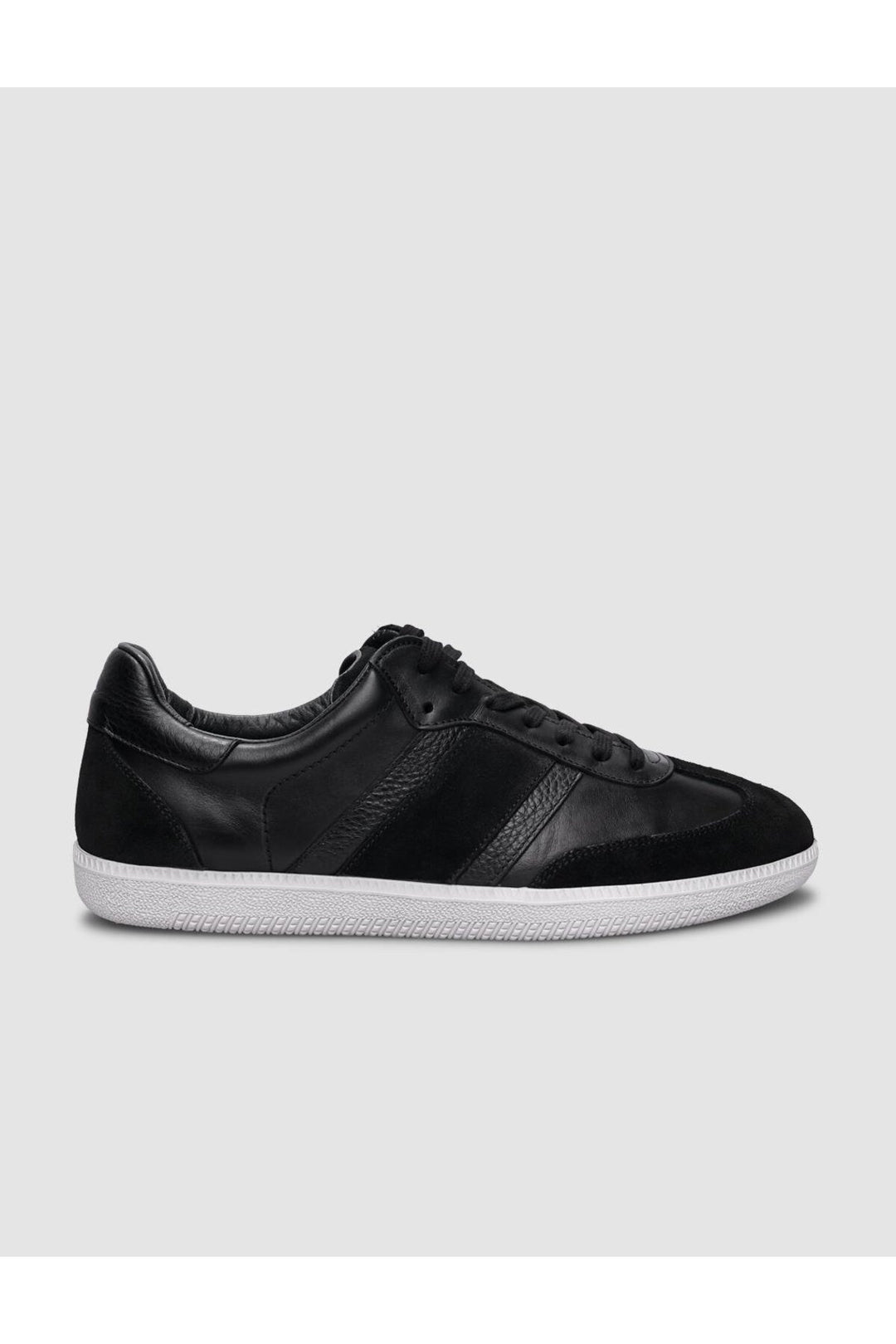 Cabani Shoes %100 Cuir véritable Baskets pour hommes noires à lacets - Noir