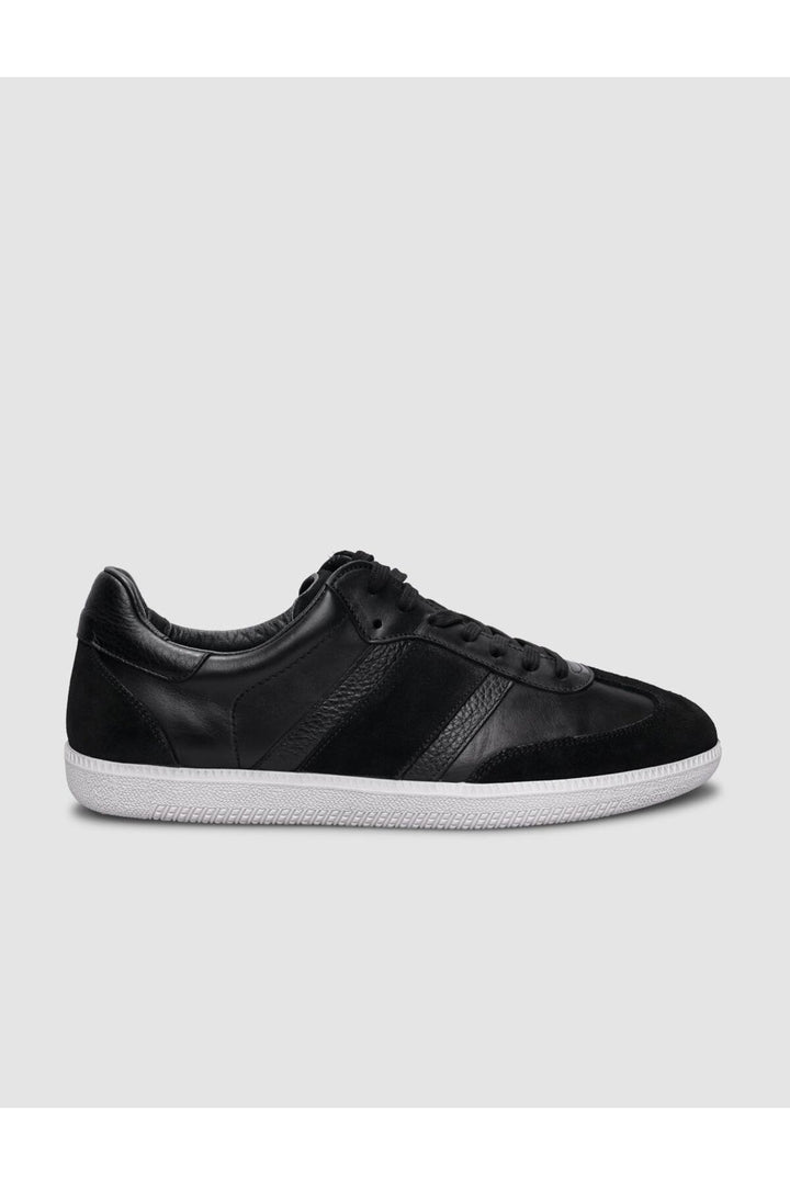 Cabani Shoes %100 Cuir véritable Baskets pour hommes noires à lacets - Noir