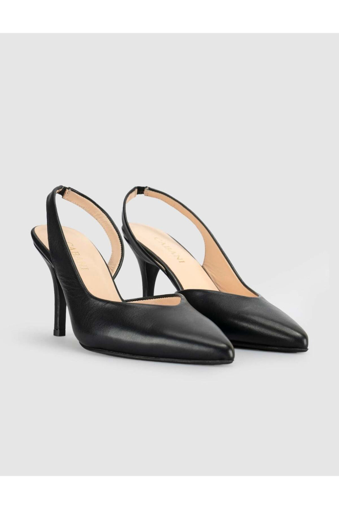 Cabani Shoes Escarpins Slingback en cuir suédé véritable pour femmes en noir - Noir