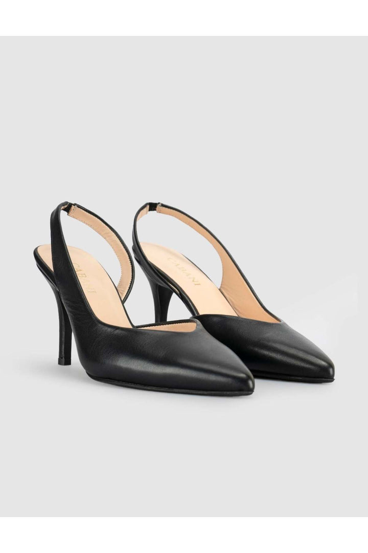 Cabani Shoes Escarpins Slingback en cuir suédé véritable pour femmes en noir - Noir