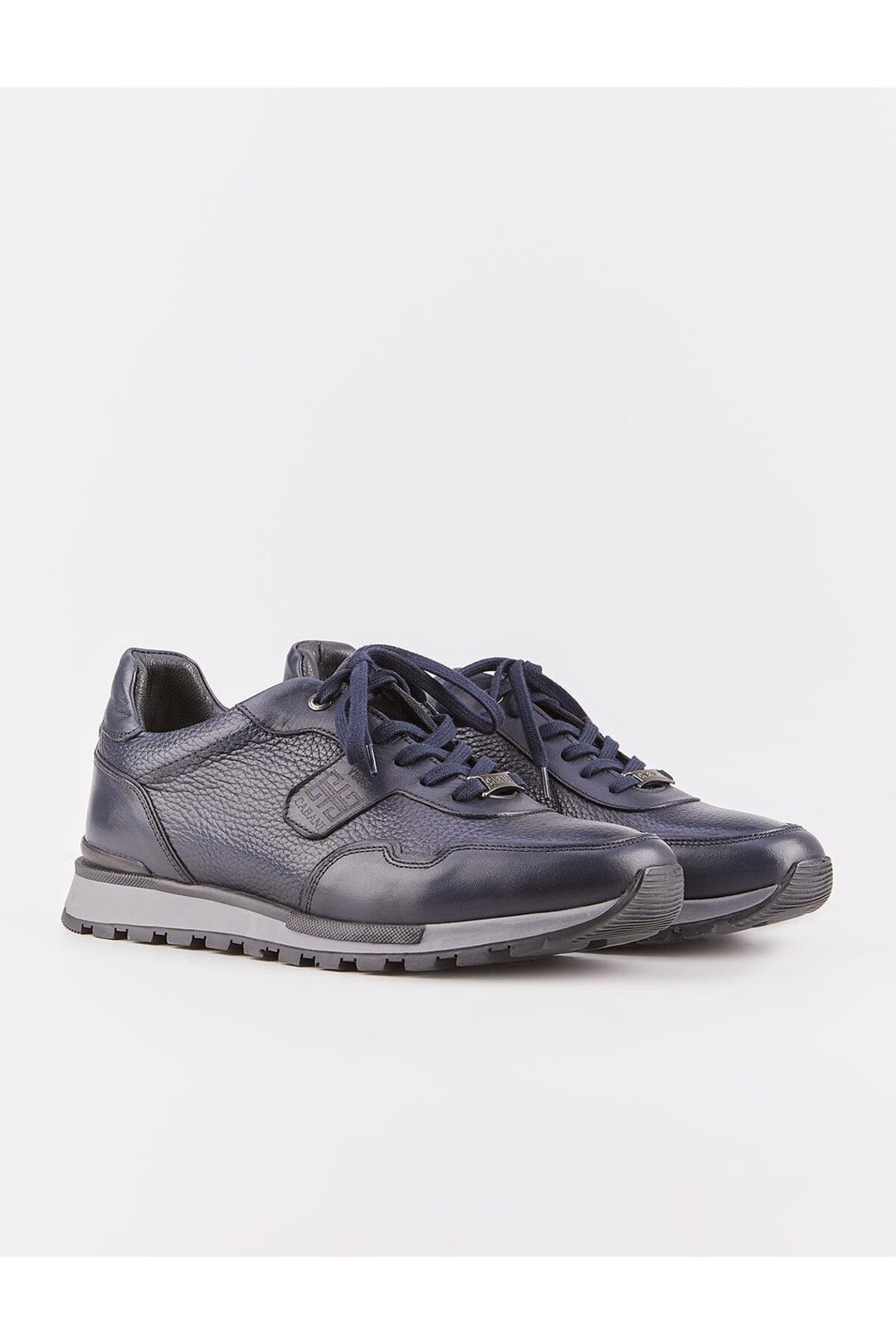 Cabani Shoes Chaussures de sport pour hommes en cuir véritable bleu marine à lacets, design spécial. - Bleu marine