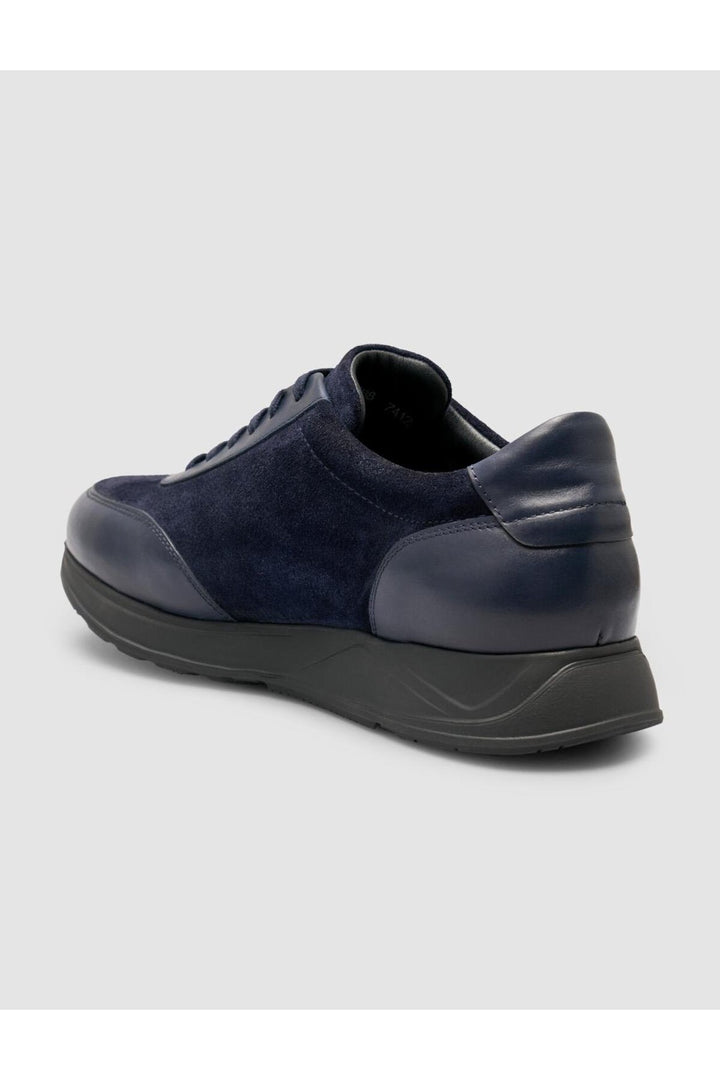 Cabani Shoes %100 Cuir véritable Bleu marine Chaussures de sport pour hommes avec détails en daim - Bleu marine