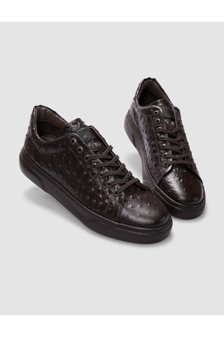 Cabani Shoes Chaussures de sport pour hommes en cuir véritable marron à lacets - Marron