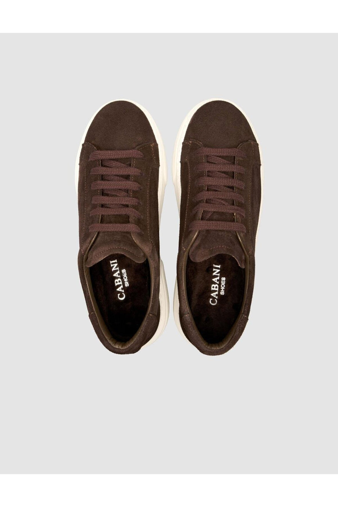 Cabani Shoes Baskets à lacets en cuir suédé véritable 100% avec doublure en fourrure, couleur marron. - Marron