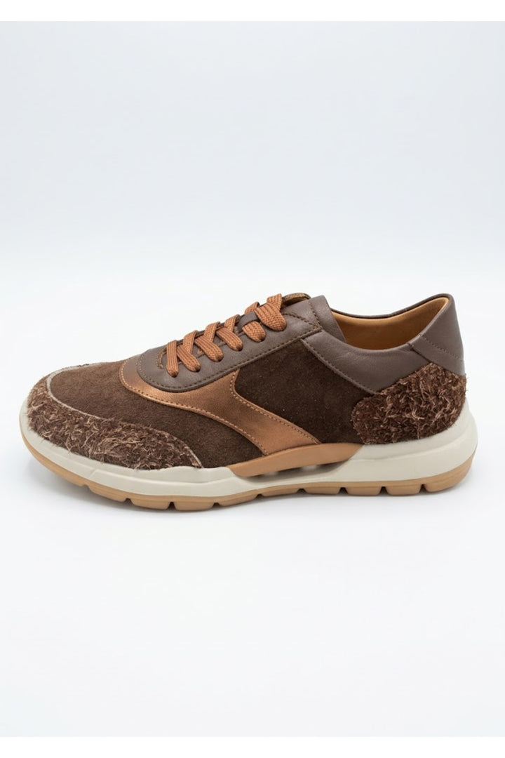 Wavelys MARA Chaussures de sport élégantes en cuir véritable, flexibles et confortables, à semelle confortable. - Marron