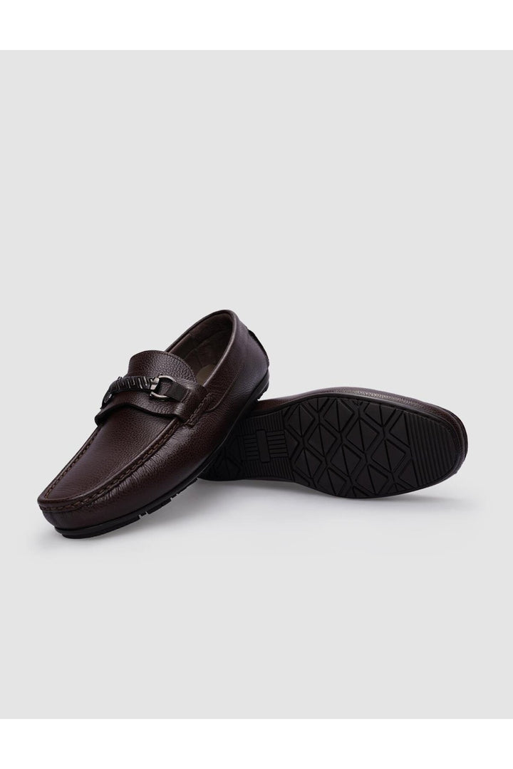 Cabani Shoes %100 Cuir véritable Mocassins pour hommes à boucle marron - Marron