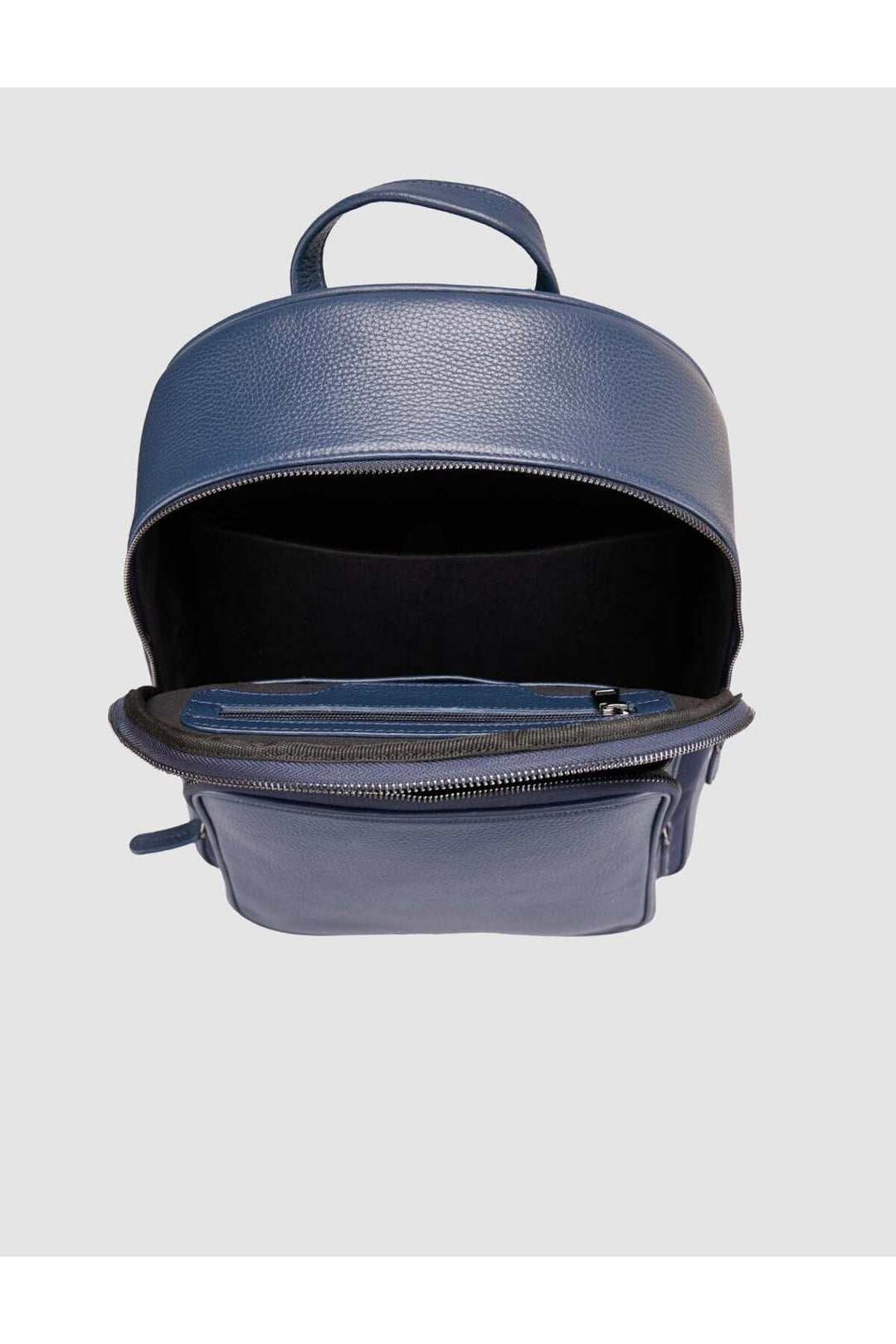 Cabani Shoes Sac à dos pour homme en cuir véritable bleu marine (avec poche avant, zippé) - Multicolore