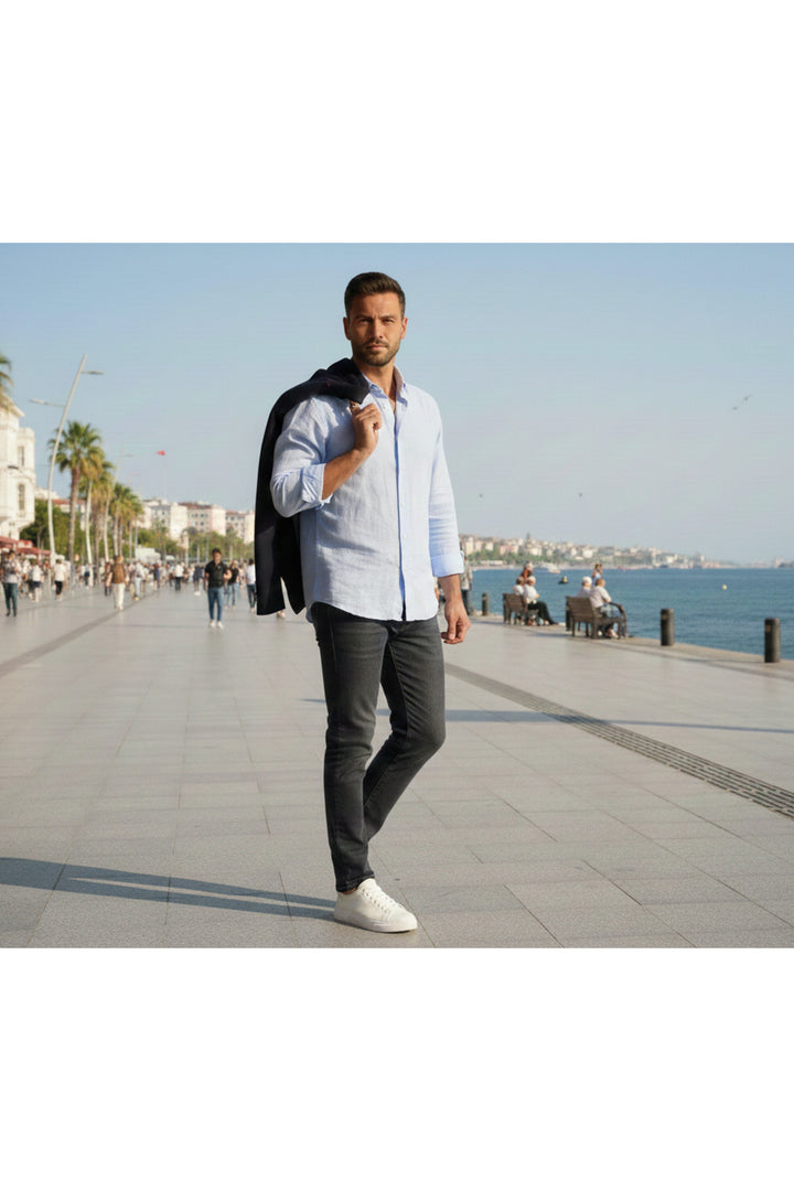 Wavelys AXIS Homme Baskets Quotidiennes en Cuir Véritable Blanc à Semelle Confort - Blanc