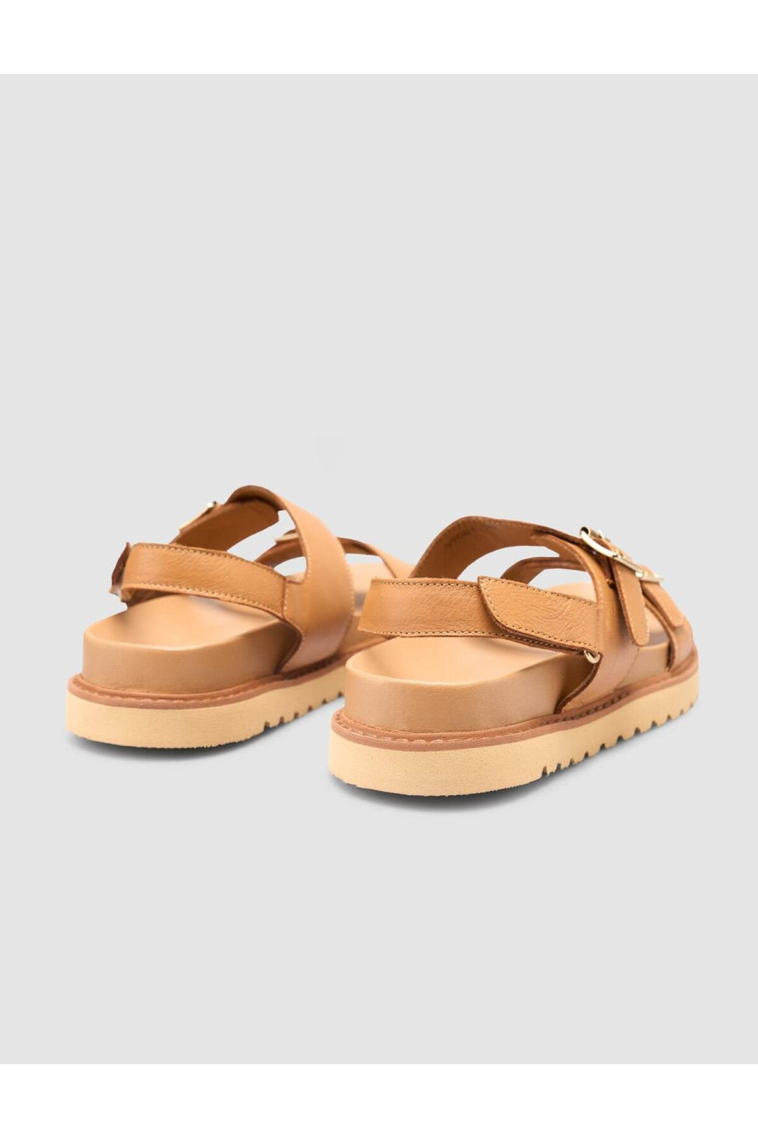 Cabani Shoes Sandales pour femmes en cuir véritable 100% marron. - Tabac