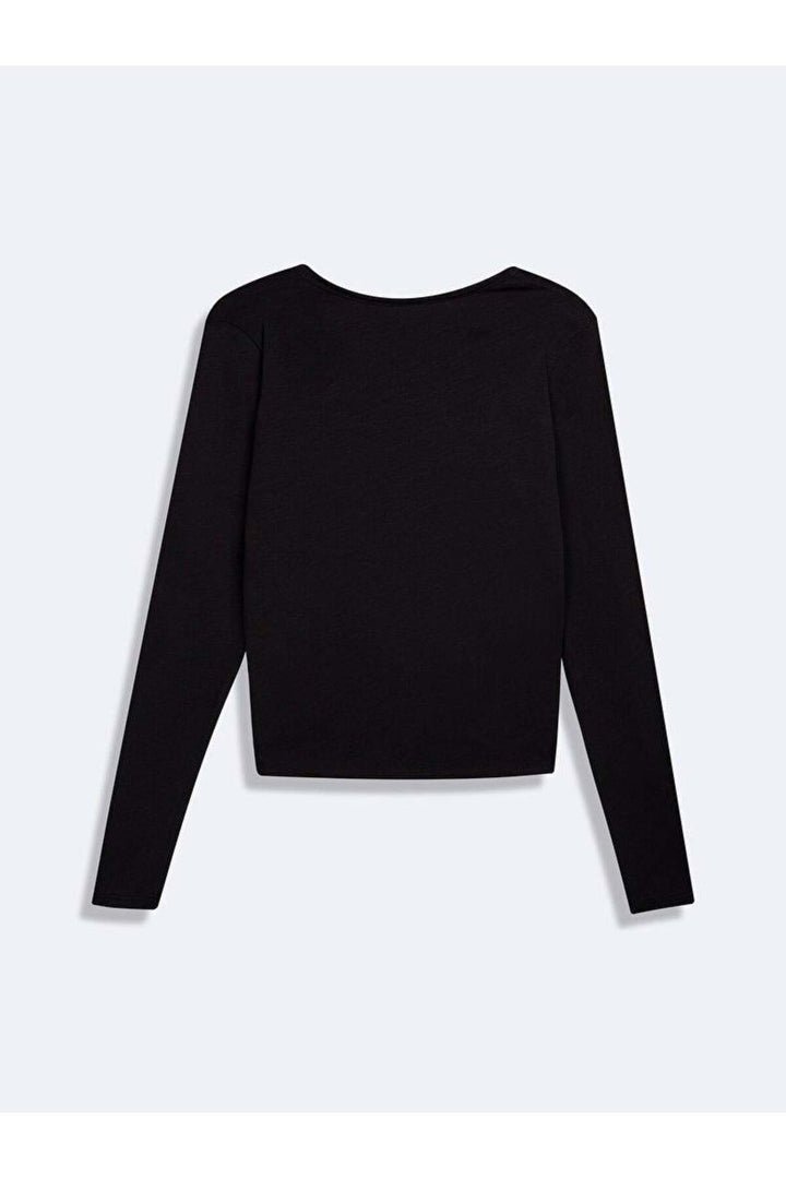 LTB PAMARA T-shirt femme à col en V à manches longues - Noir