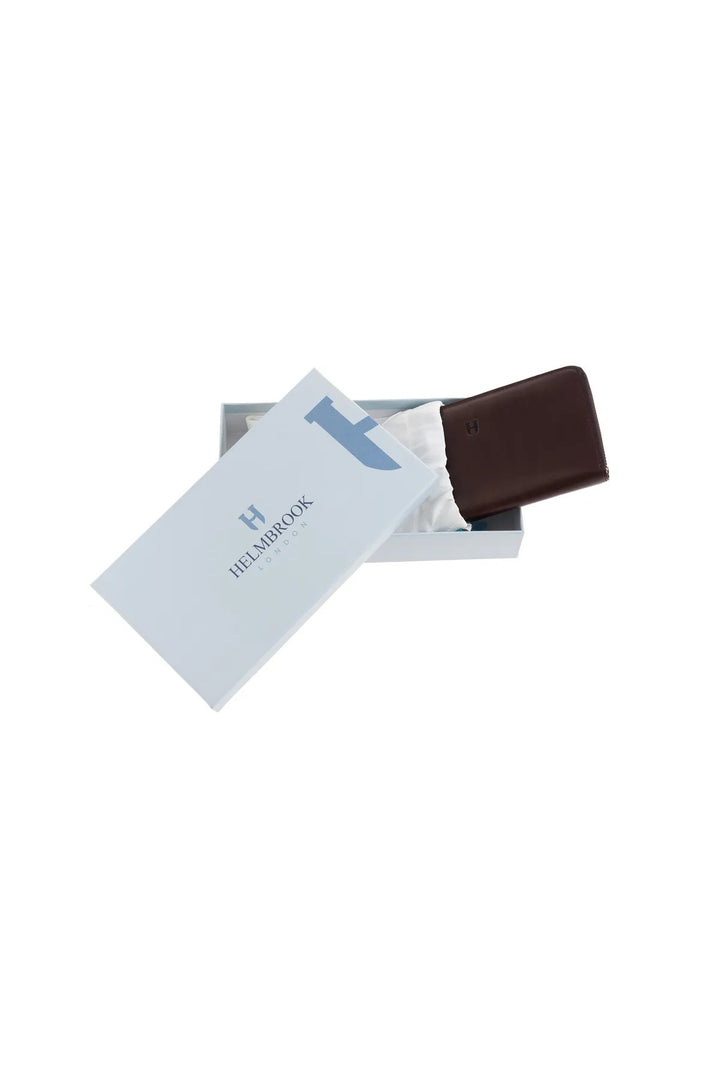 helmbrook Femme Cuir Véritable Grand Portefeuille Fermeture Éclair RFID Protégé Amelia Café