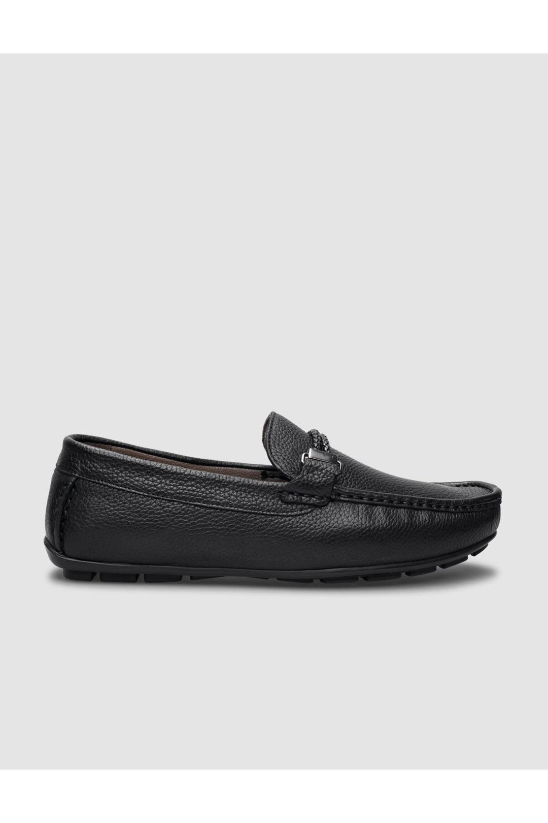 Cabani Shoes Chaussures Loafer pour hommes en cuir véritable noir avec semelle en caoutchouc - Noir