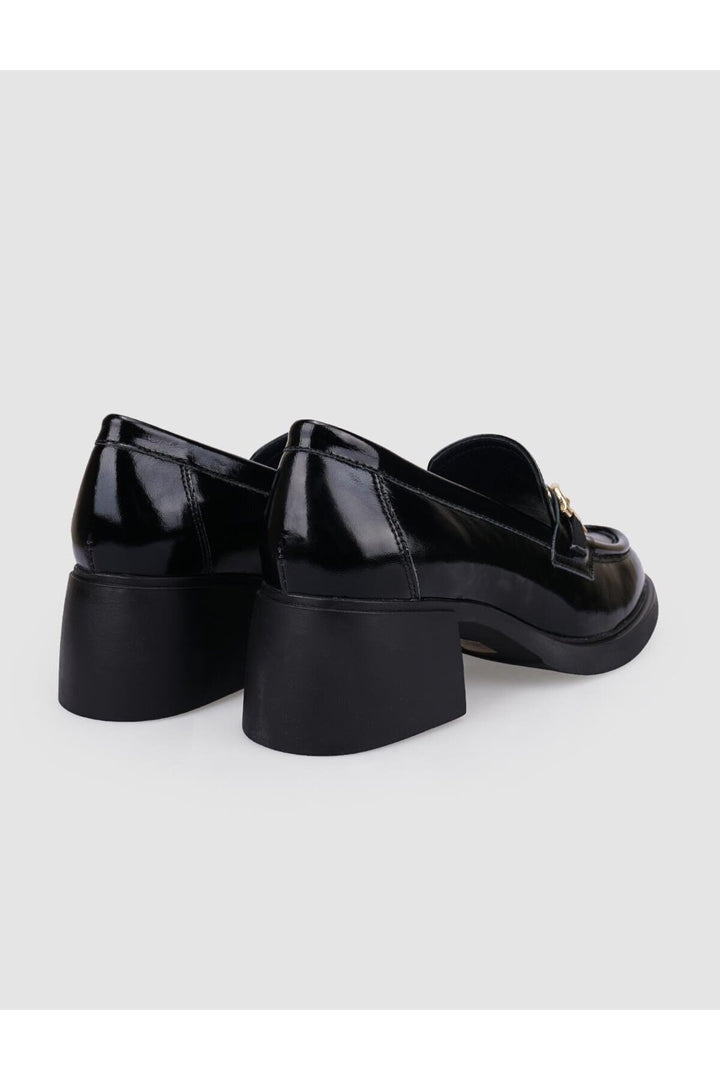 Cabani Shoes Chaussures à talons pour femmes en cuir véritable noir verni avec boucle à 100%. - Multicolore