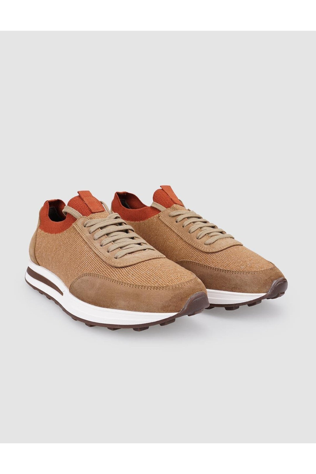 Cabani Shoes Chaussures de sport pour hommes en tricot marron avec lacets - Multicolore