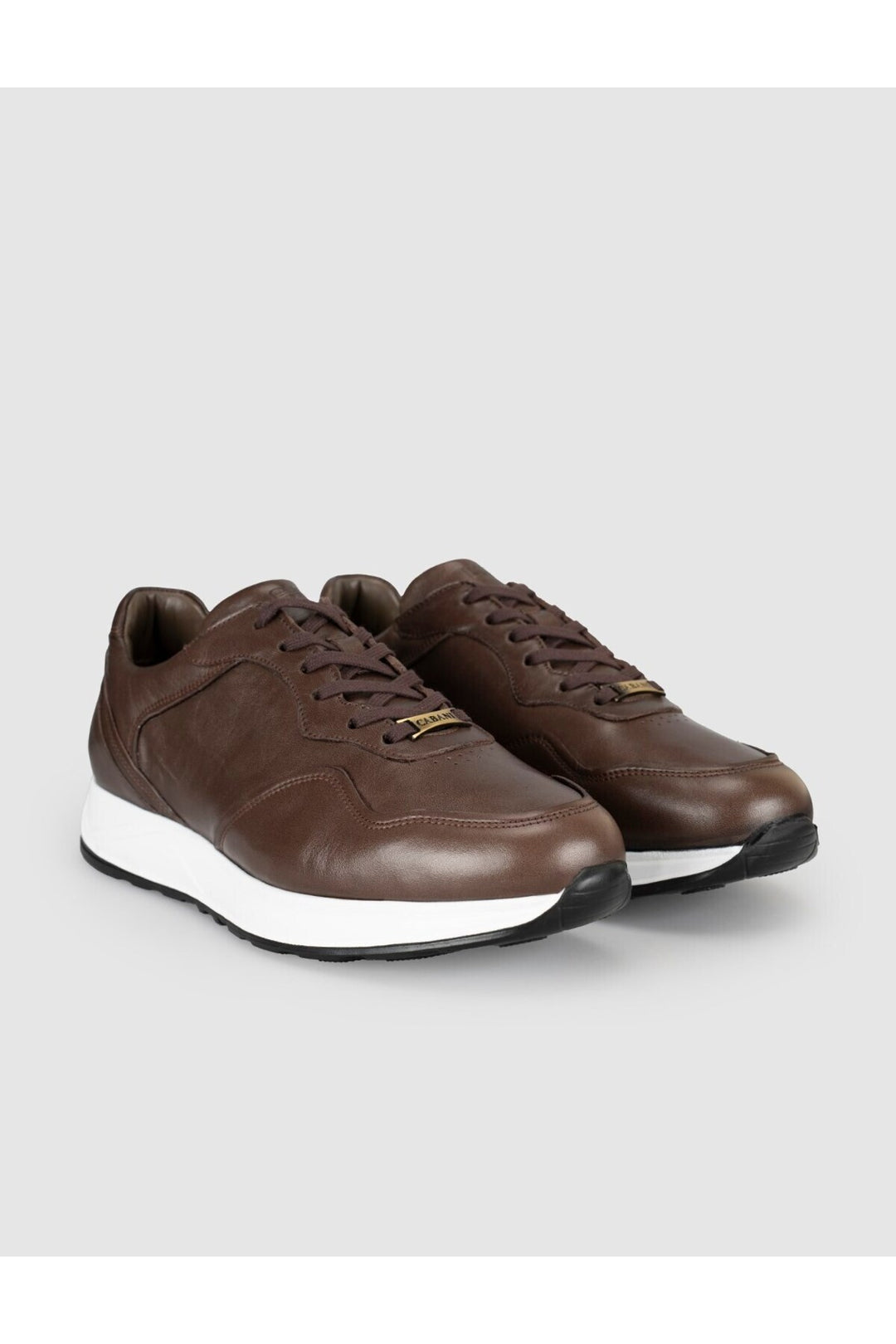 Cabani Shoes Baskets décontractées pour hommes en cuir véritable marron - Marron