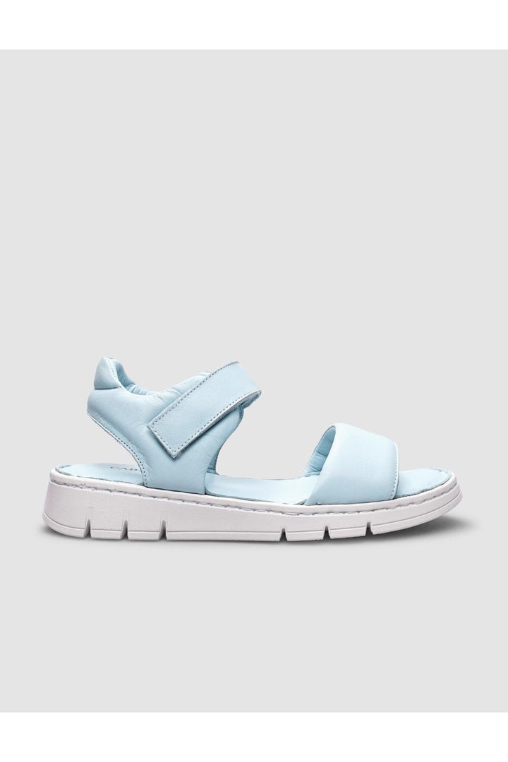 Cabani Shoes Sandales pour femmes en cuir véritable 100% à fermeture velcro bleue - Multicolore