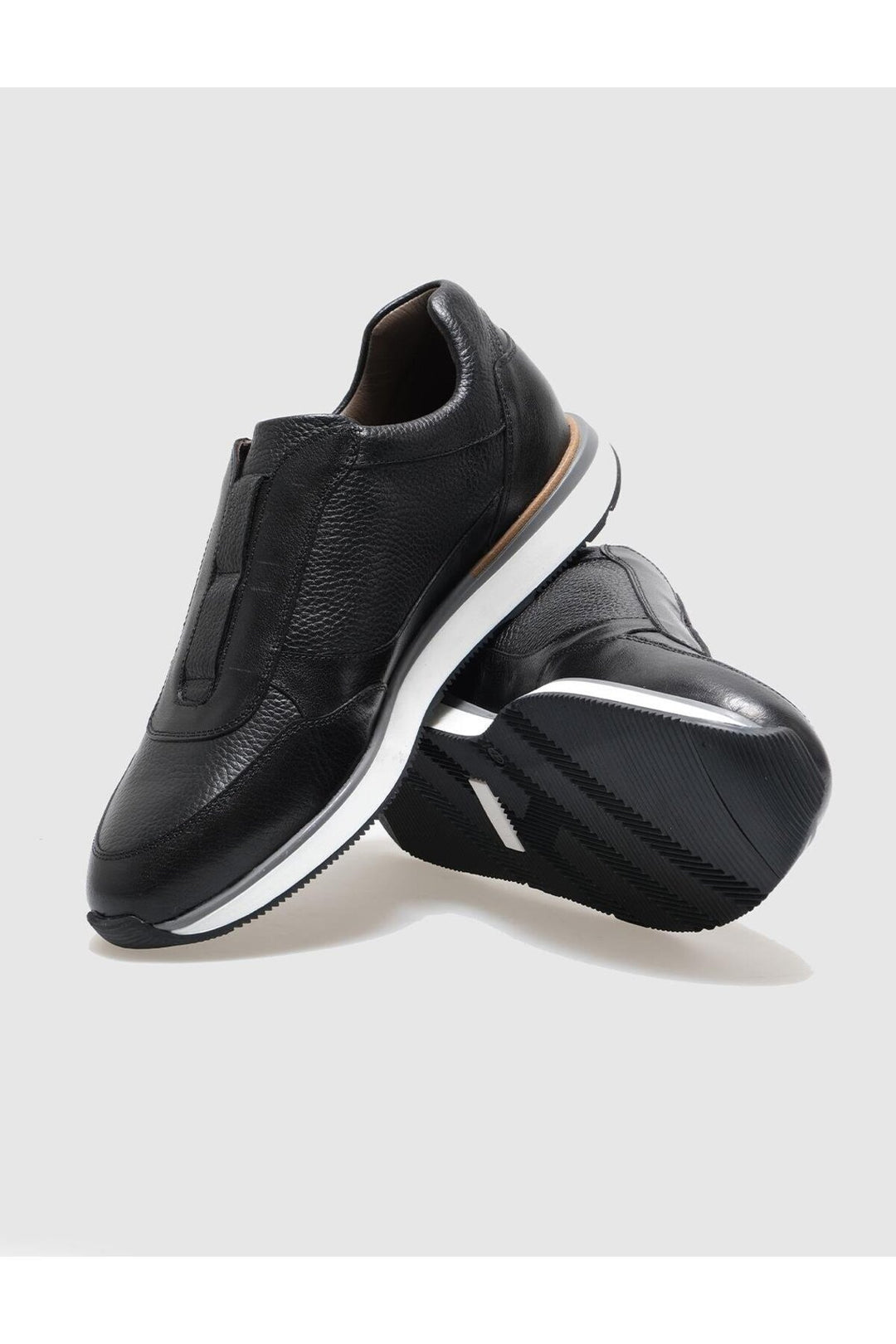 Cabani Shoes Chaussures de sport pour hommes en cuir véritable noir - Noir