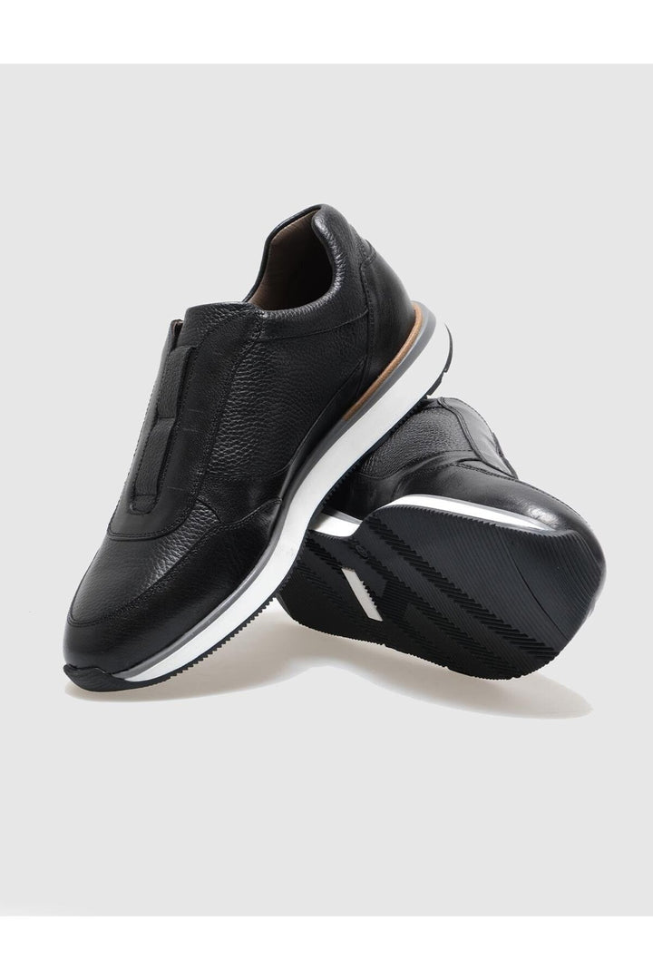 Cabani Shoes Chaussures de sport pour hommes en cuir véritable noir - Noir