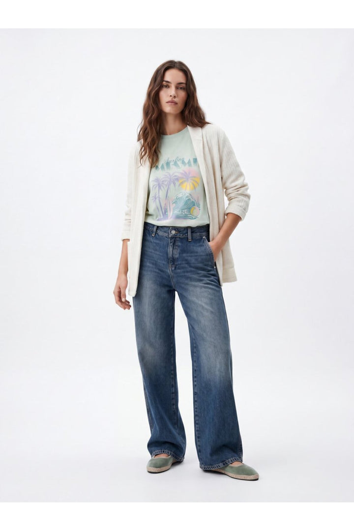 LTB Veste crème tricotée texturée - Crème