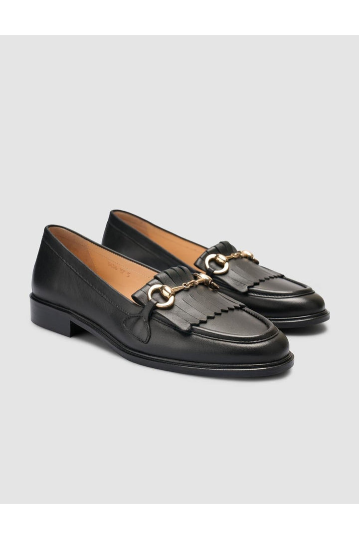 Cabani Shoes %100 Cuir véritable Mocassins à franges pour femmes en Noir - Noir