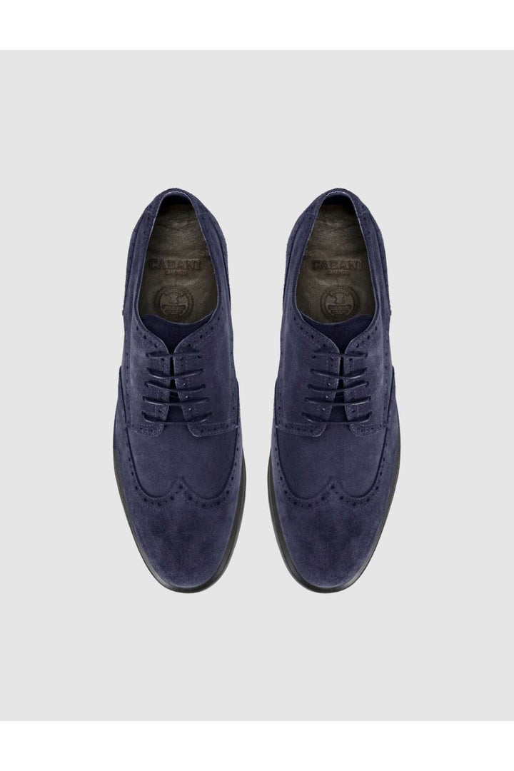 Cabani Shoes Bleu marine Suède Cuir Véritable Chaussures Oxford pour Homme - Bleu marine