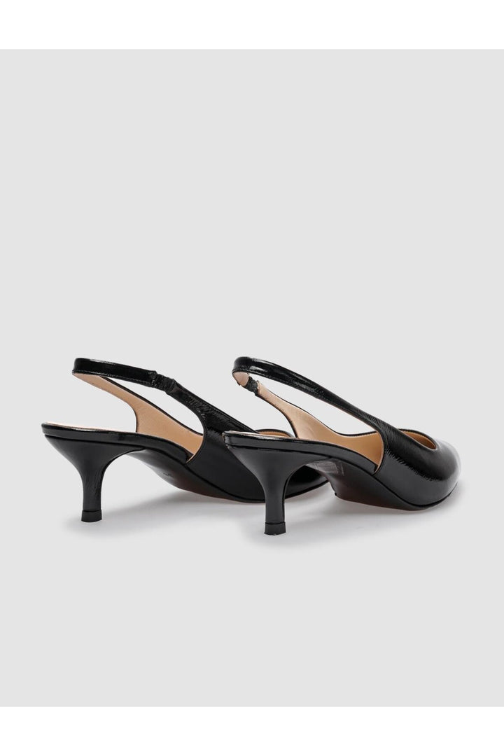 Cabani Shoes Chaussures à talons pour femmes en cuir véritable noir verni avec élastique à l'arrière. - Multicolore