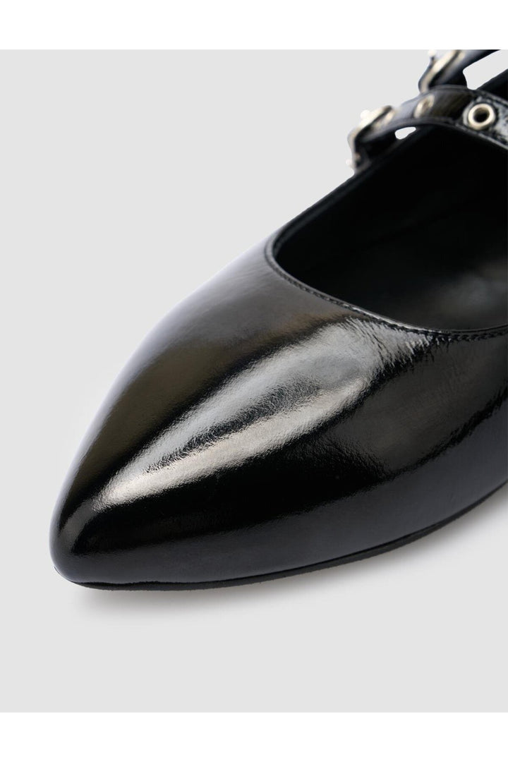 Cabani Shoes Ballerines femme en cuir véritable noir verni 100% - Multicolore