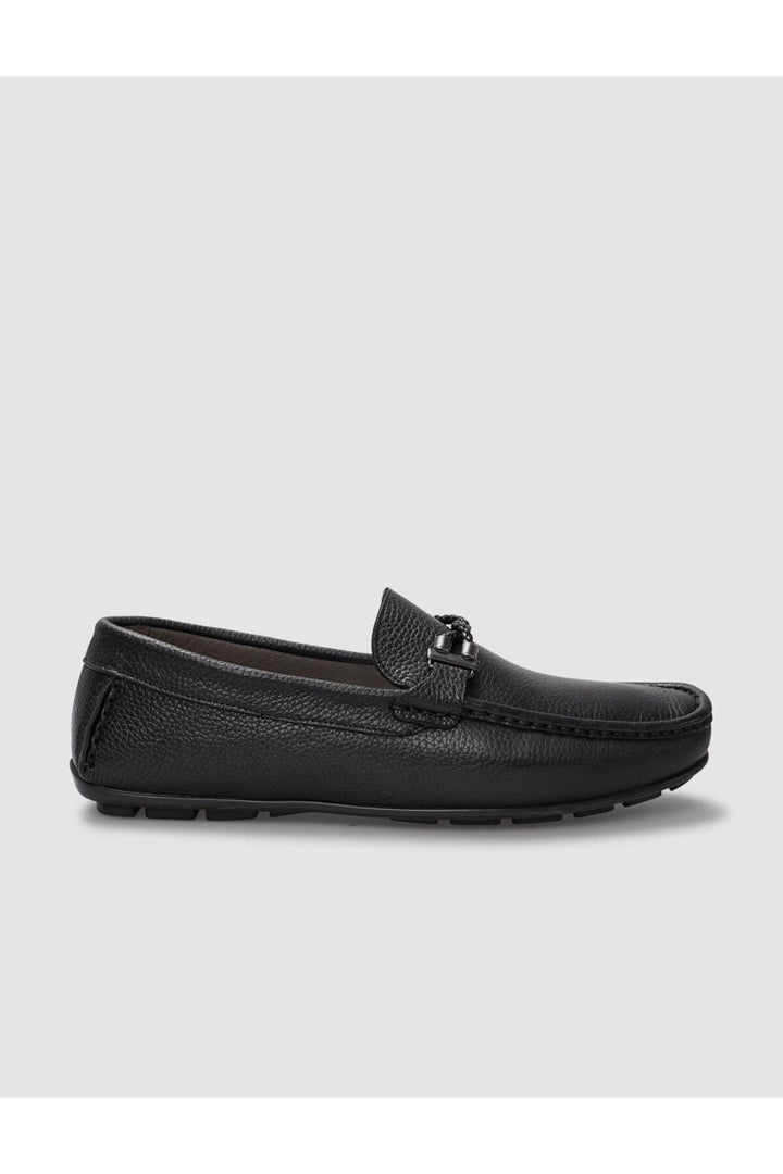 Cabani Shoes Mocassin homme en cuir véritable noir à boucle - Noir