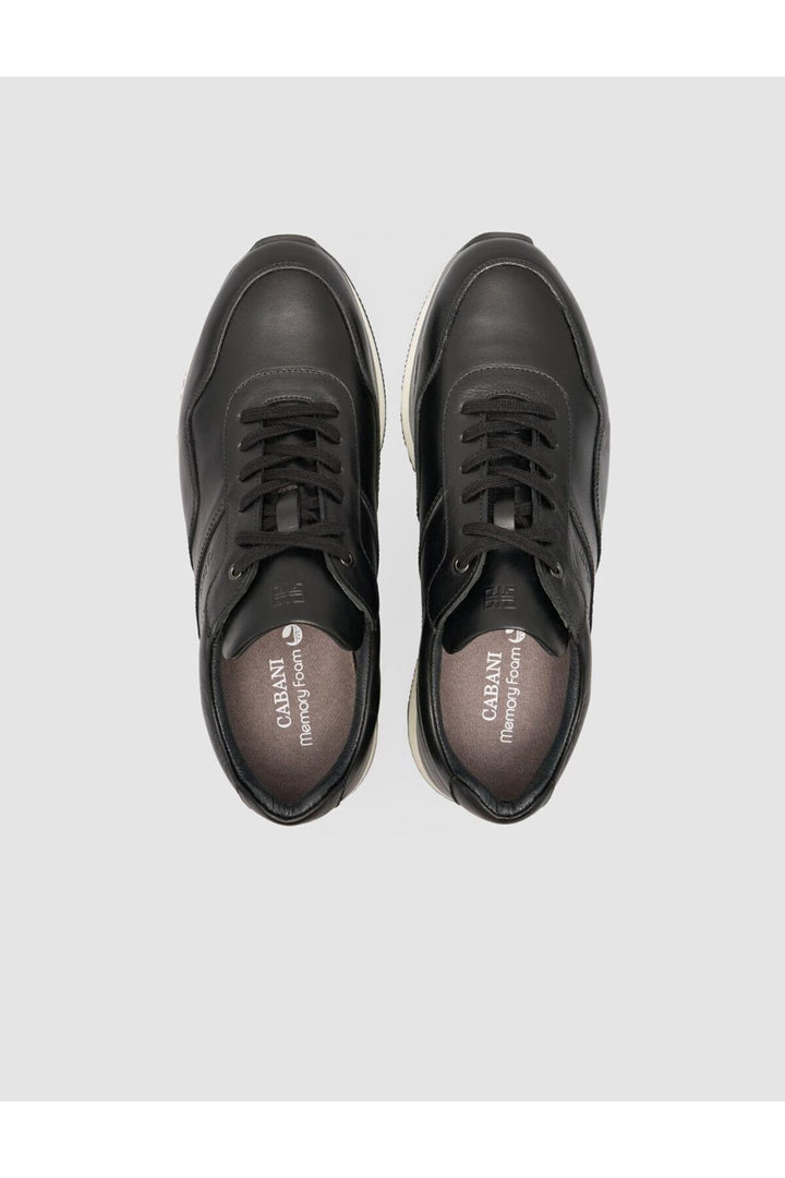 Cabani Shoes Nilaren %100 Cuir Véritable Noir Détails Blason Chaussures de Sport pour Hommes - Noir