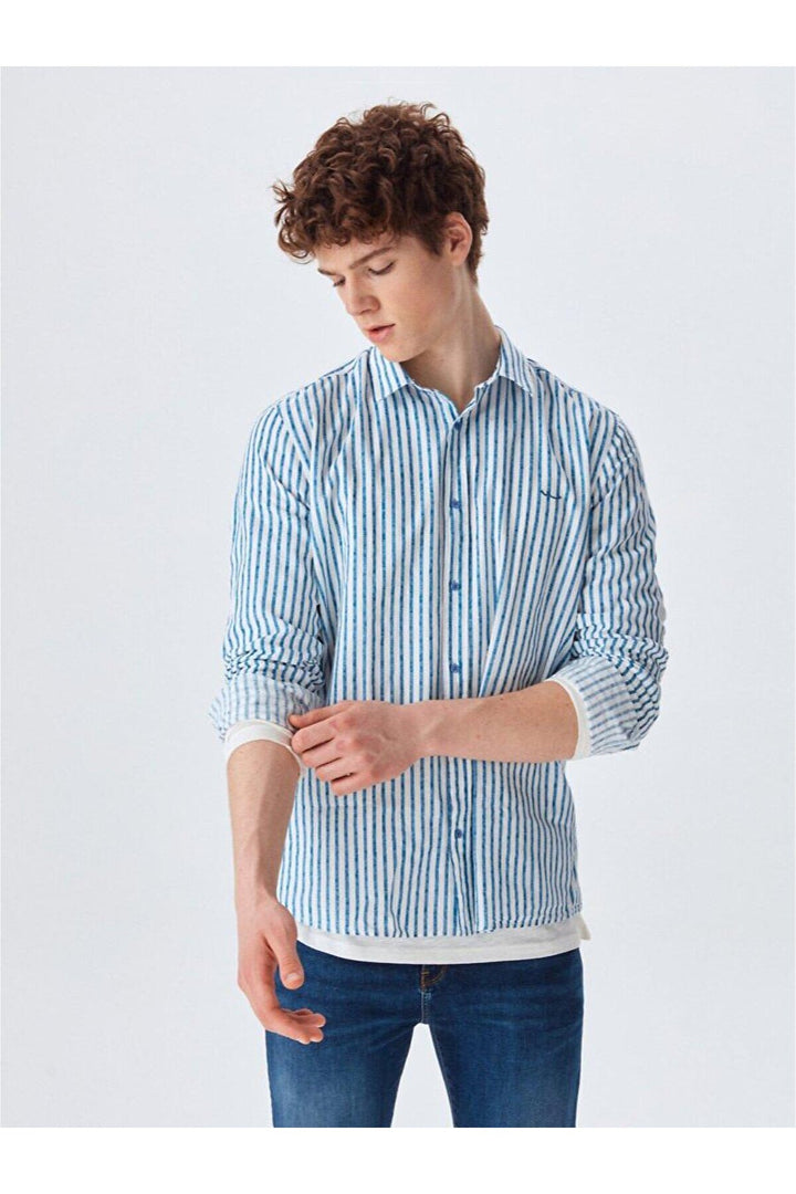 LTB Chemise crème rayée à manches longues