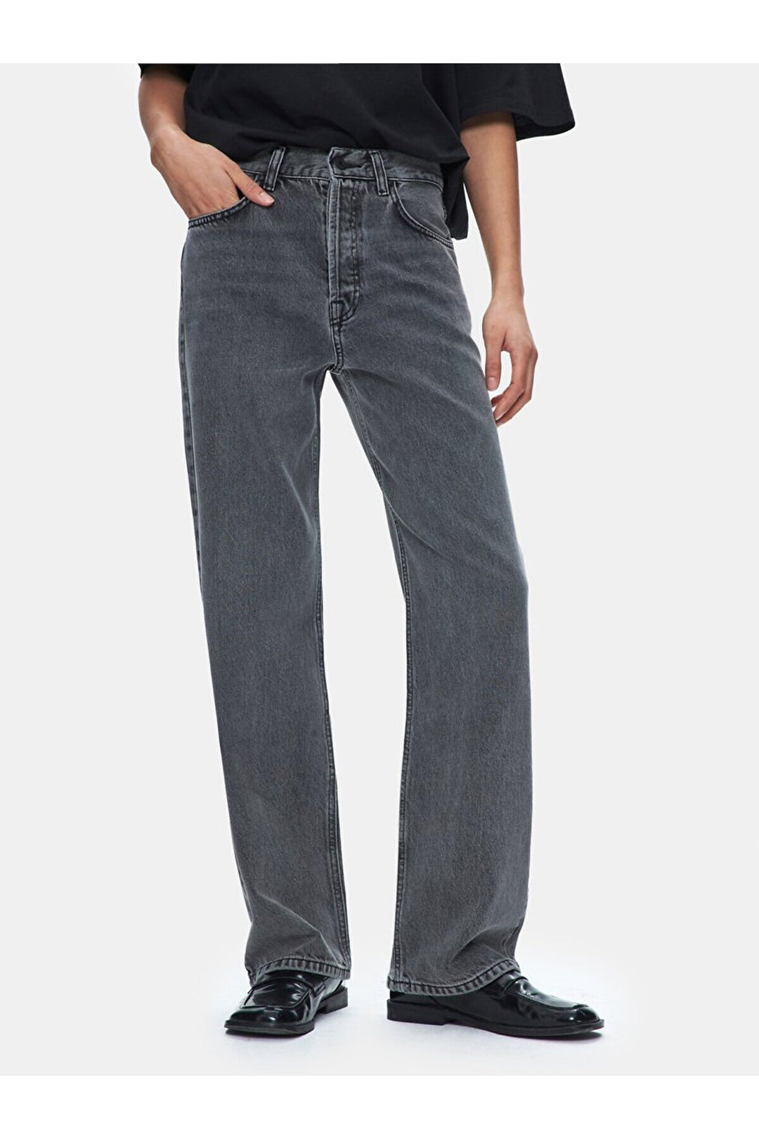 LTB Pantalon en jean coupe droite à taille haute Vanetta - Gris