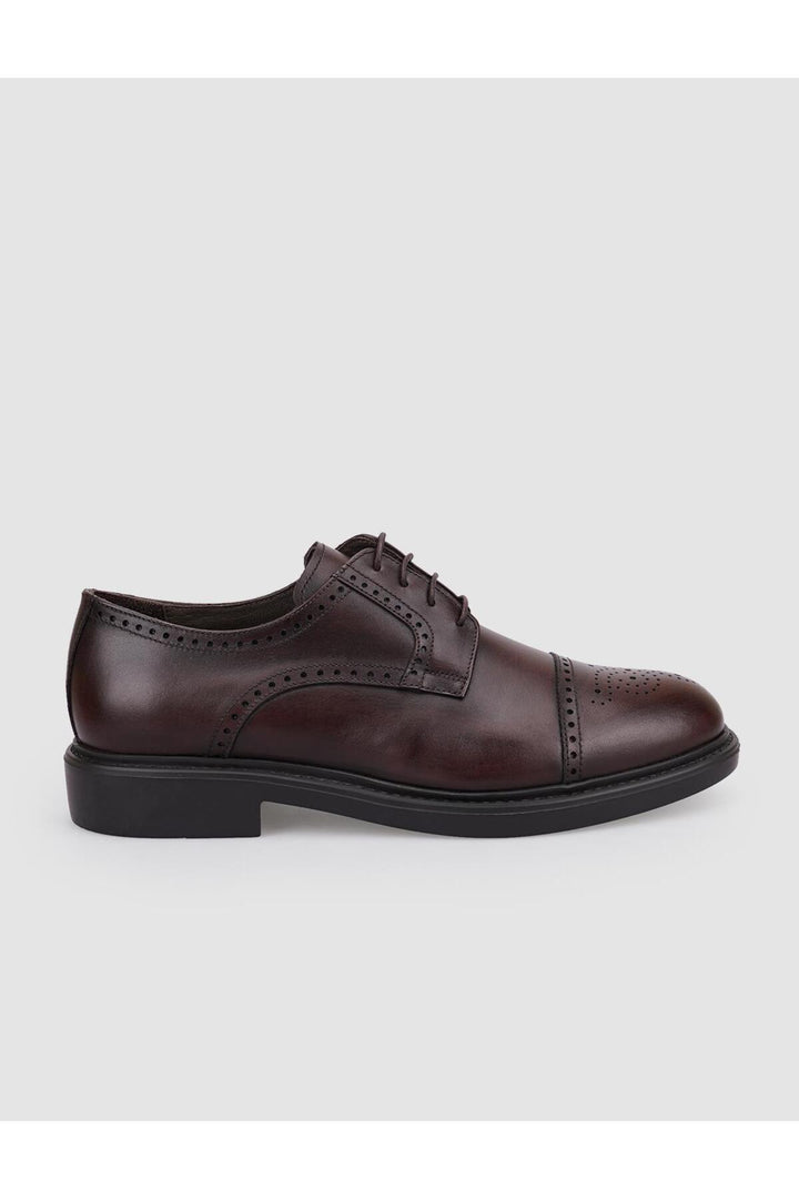 Cabani Shoes Chaussures de ville pour hommes en cuir véritable 100 % marron à lacets - Marron