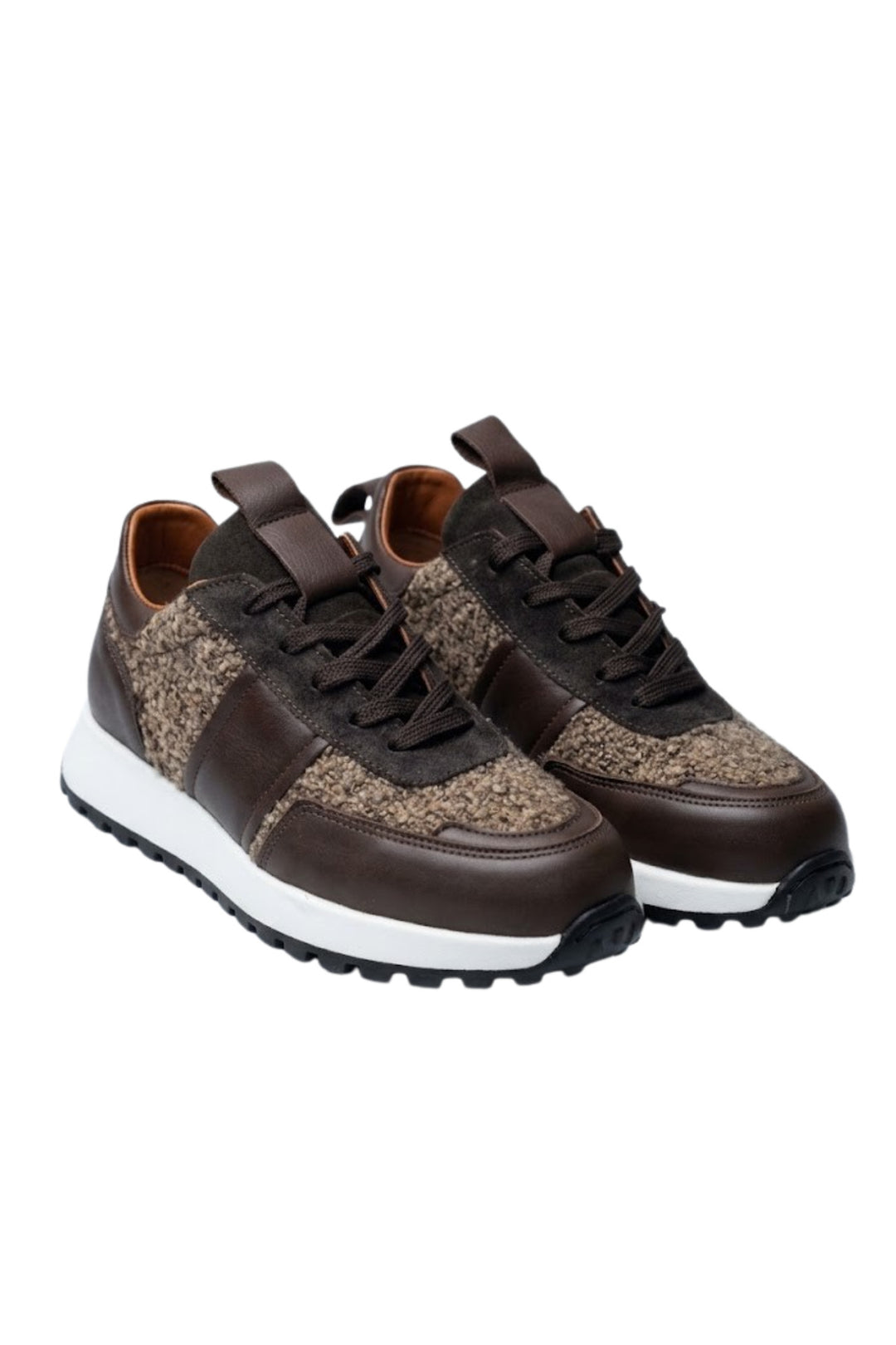 Wavelys REMI Chaussures de sport élégantes avec semelle confortable en cuir véritable à texture spéciale - Marron