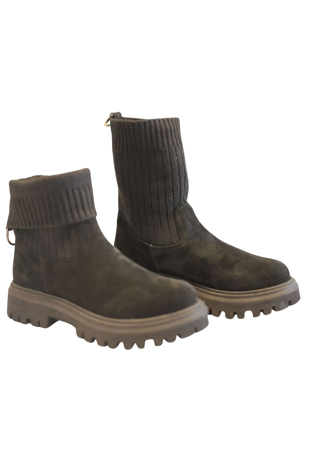 Wavelys RIVER Bottes en cuir suédé véritable noires à détails tressés, faciles à enfiler. - Noir