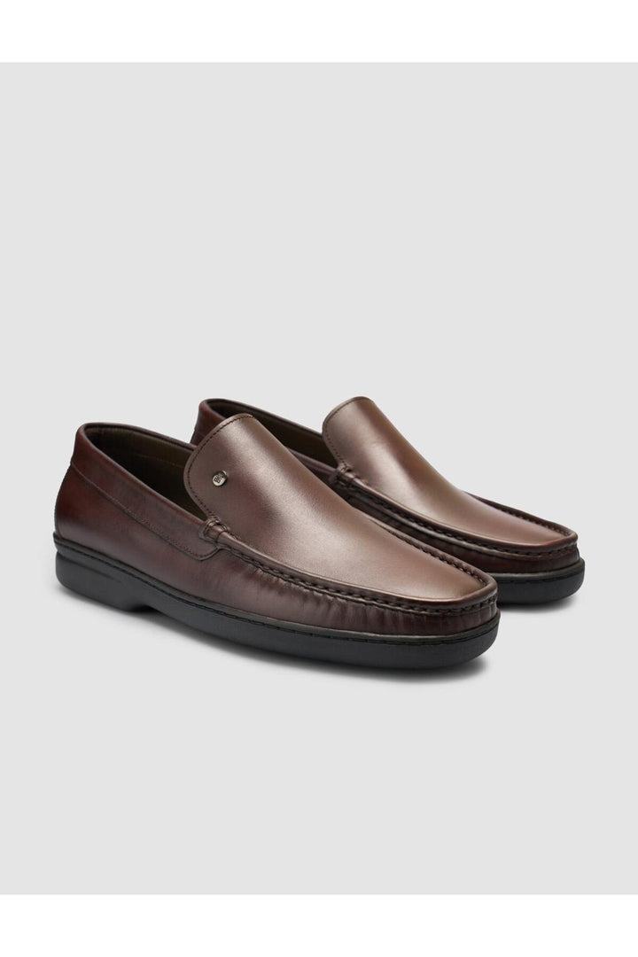 Cabani Shoes %100 Cuir véritable Mocassins marron avec détails de couture - Marron