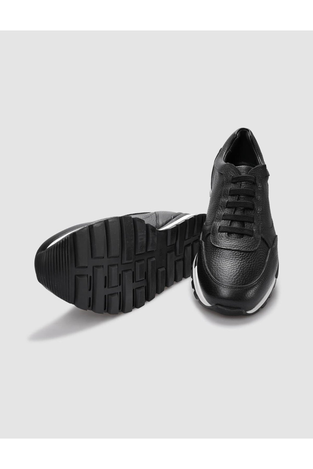 Cabani Shoes Laganza Chaussures de sport pour hommes en cuir véritable noir et blanc à lacets (120021-2236) - Noir