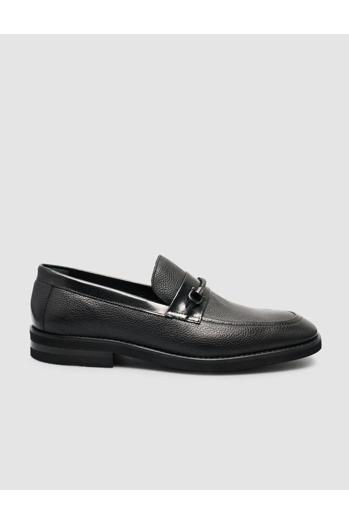 Cabani Shoes %100 Cuir véritable Mocassins pour hommes avec détail de boucle noire - Noir