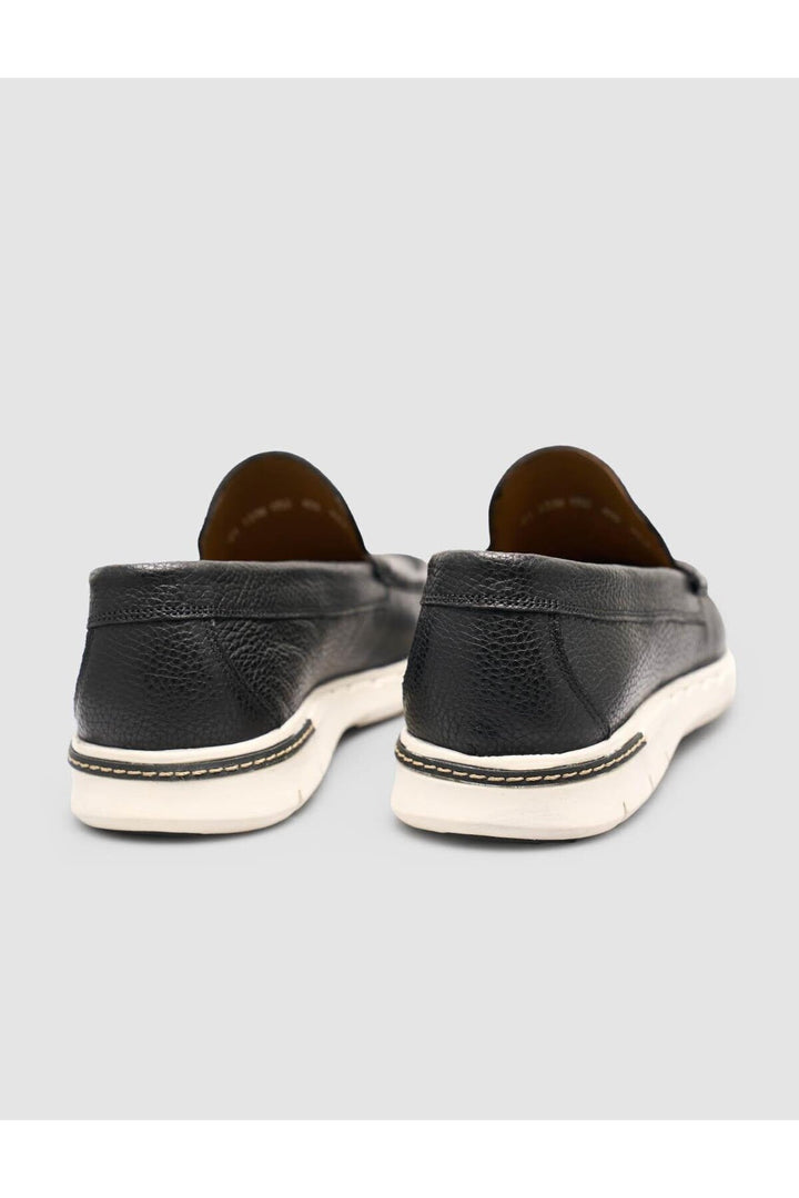 Cabani Shoes Loafer quotidien pour homme en cuir véritable noir - Noir