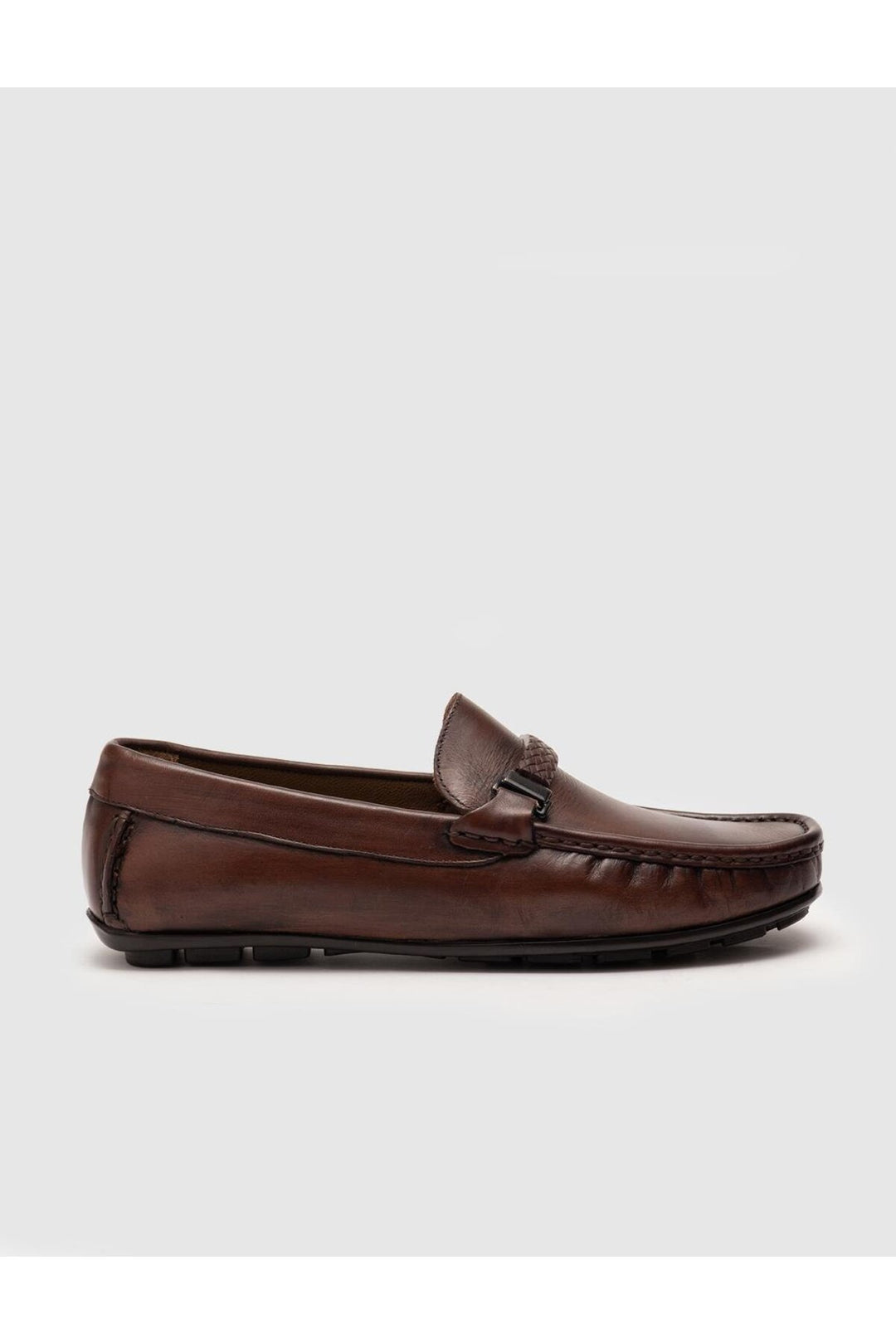 Cabani Shoes Chaussures loafers pour hommes en cuir véritable marron à design spécial - Marron
