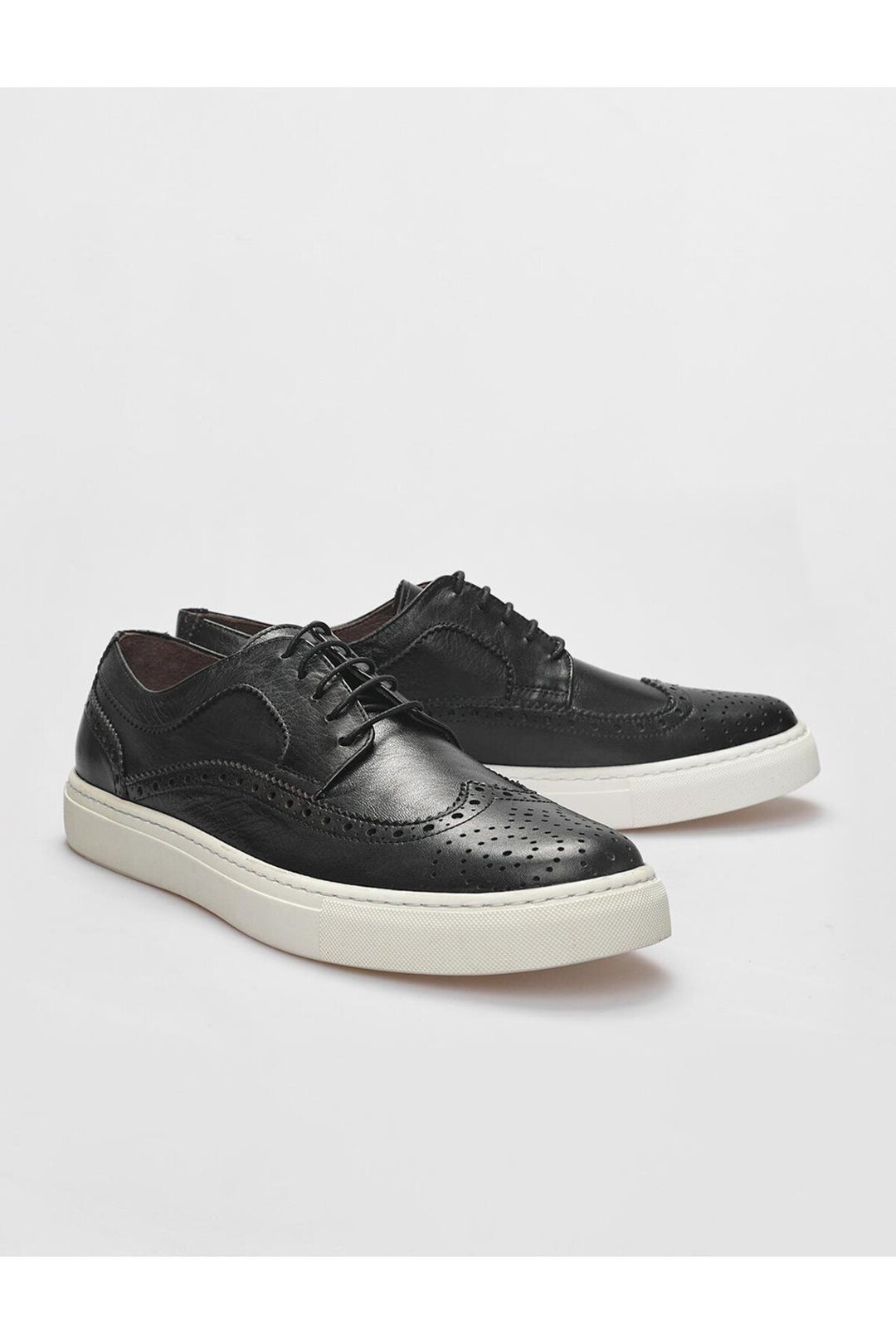 Cabani Shoes Chaussures de sport pour hommes en cuir véritable noires à lacets - Noir