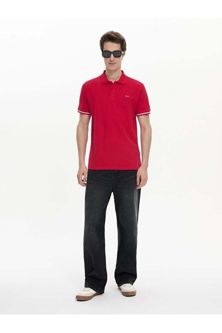 LTB Tee-shirt à manches courtes avec col polo Pressed Regular Red