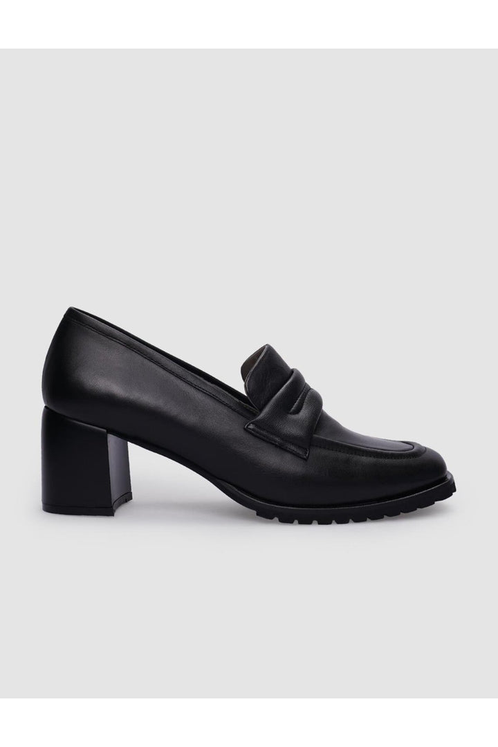 Cabani Shoes Chaussures à talons épais pour femmes en cuir véritable noir 100% - Multicolore