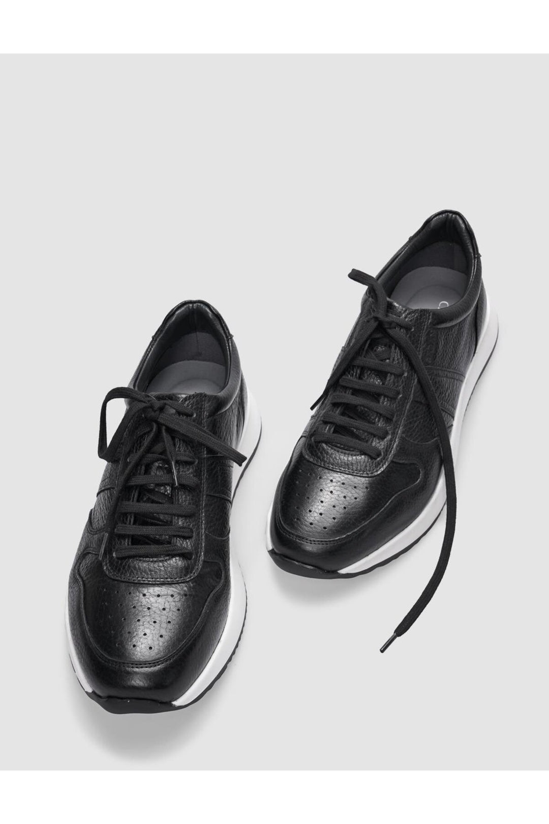 Cabani Shoes Chaussures de sport pour hommes en cuir véritable noires à lacets - Noir