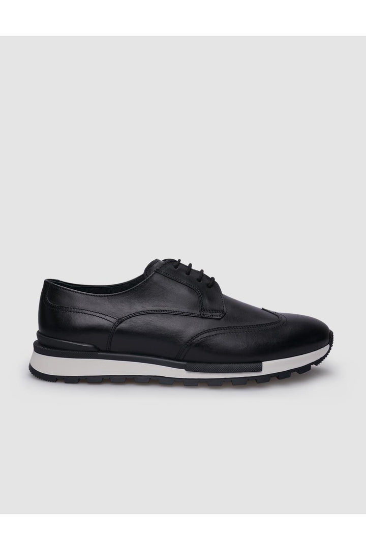 Cabani Shoes Chaussures de ville pour hommes en cuir véritable noir à lacets 100% - Multicolore
