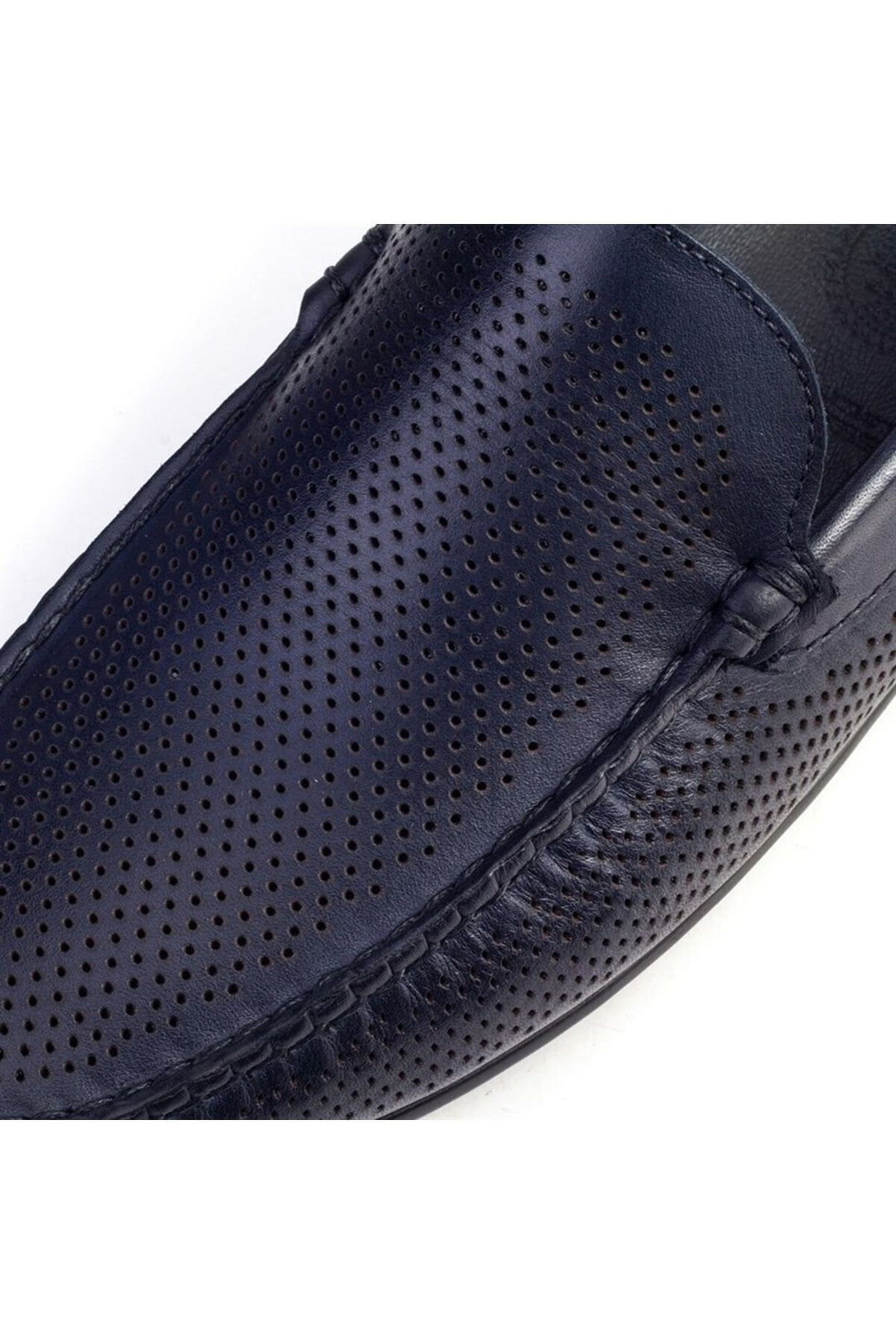 Cabani Shoes Loafer pour homme en cuir véritable découpé au laser bleu marine - Bleu marine