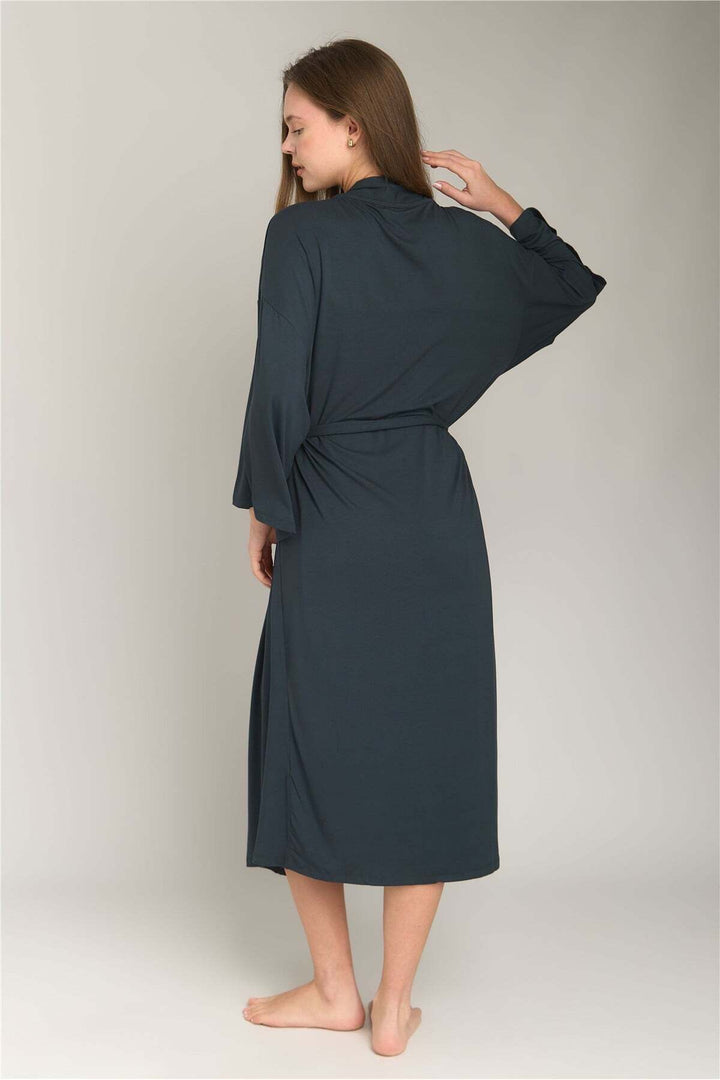 Lovely Things Robe de chambre longue en maille ELLA - Anthracite