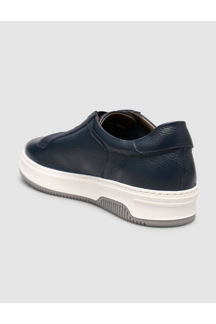 Cabani Shoes Chaussures de sport pour hommes en cuir véritable bleu marine à lacets. - Bleu marine
