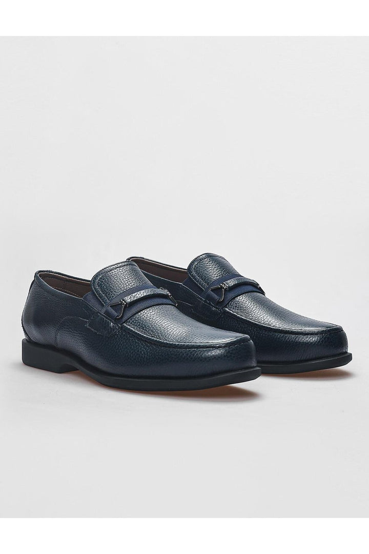 Cabani Shoes Chaussures Loafer pour hommes en cuir véritable avec détail de boucle bleu marine - Bleu marine
